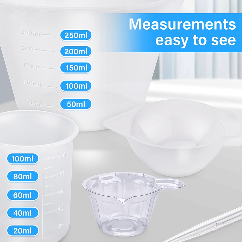 Cốc Đo Lường Silicone 250 &amp; 100Ml Làm Đồ Trang Sức
