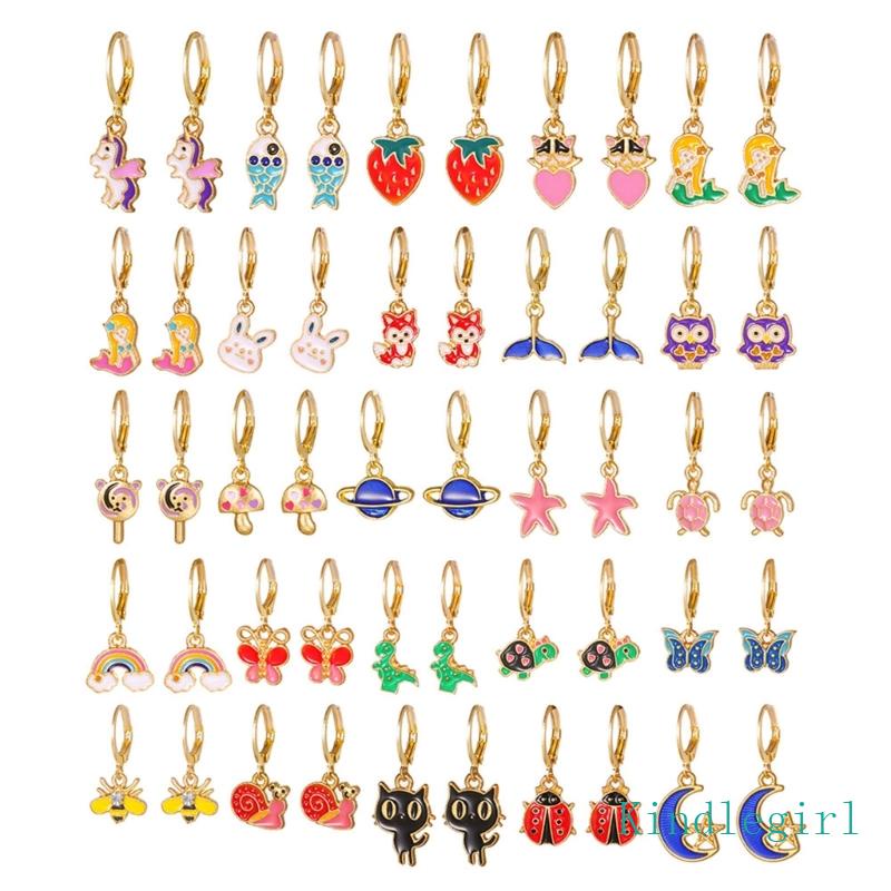 Set 25 Cặp Bông Tai Hình Thú Hoạt Hình Độc Đáo