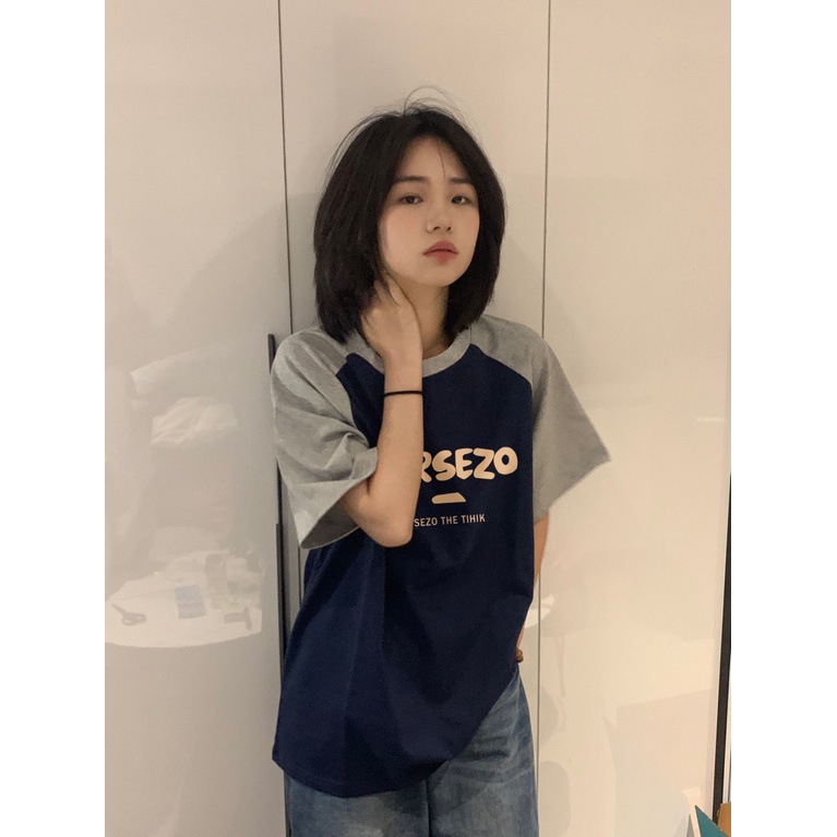 Áo Thun Cotton Cổ Tròn Ngắn Tay Dáng Rộng In Hình Thời Trang Mùa Hè Cá Tính Dành Cho Nữ