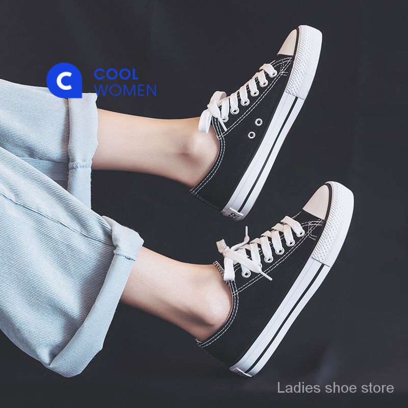 Giày thể thao vải canvas màu trắng phong cách harajuku Hàn Quốc dành cho nữ 2023