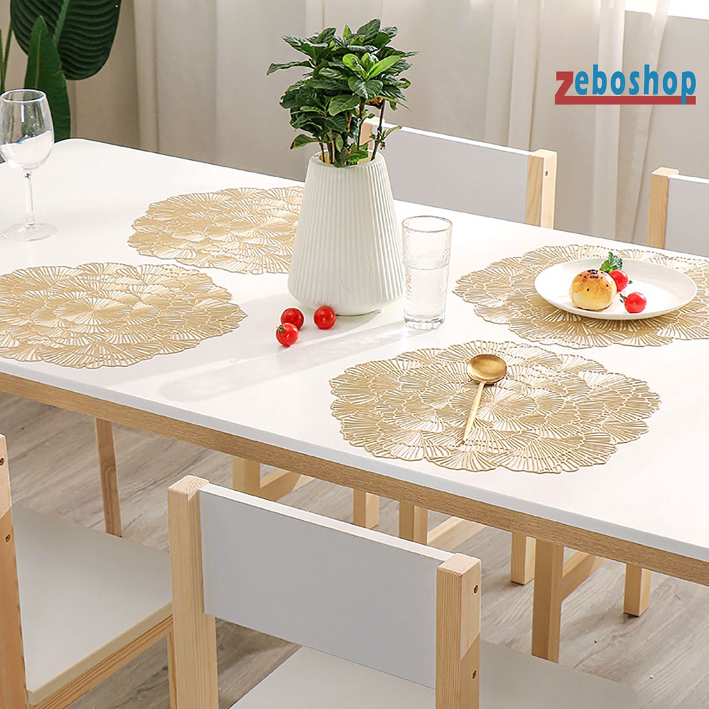Tấm Lót Bàn Ăn Bằng PVC Họa Tiết Hoa Thiết Kế Đục Lỗ Tiện Dụng