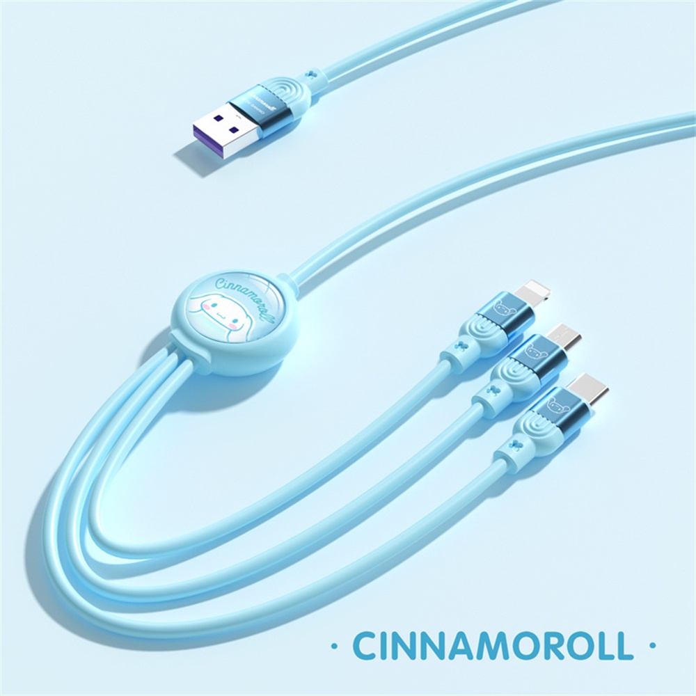 Dây Cáp Sạc Nhanh 5a 1 Trong 3 Tự Động Bật Tắt Hình Nhân Vật Hoạt Hình sanrio Dễ Thương Cho android apple type-c
