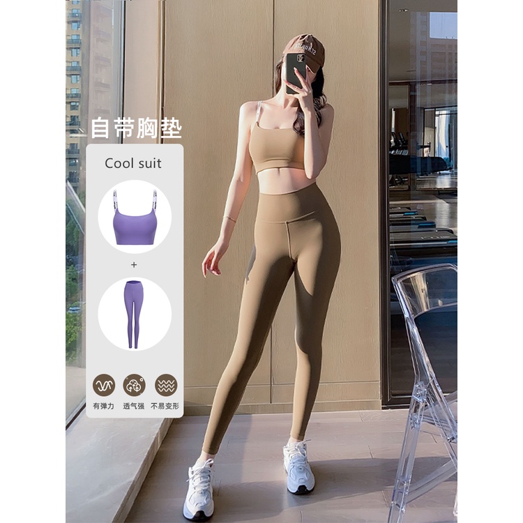 Bộ Áo Ngực Thể Thao In Chữ MAGGIEYOGA Lưng Cao + Quần Legging Tập Yoga