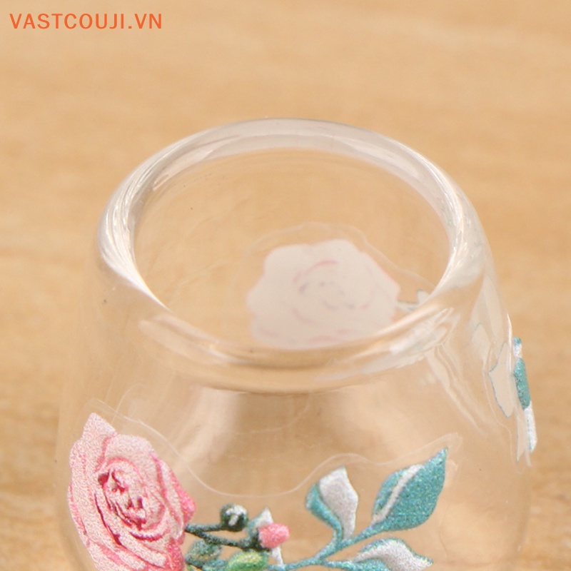 Set 4 Ly Thủy Tinh Trong Suốt Mini Trang Trí Nhà Búp Bê