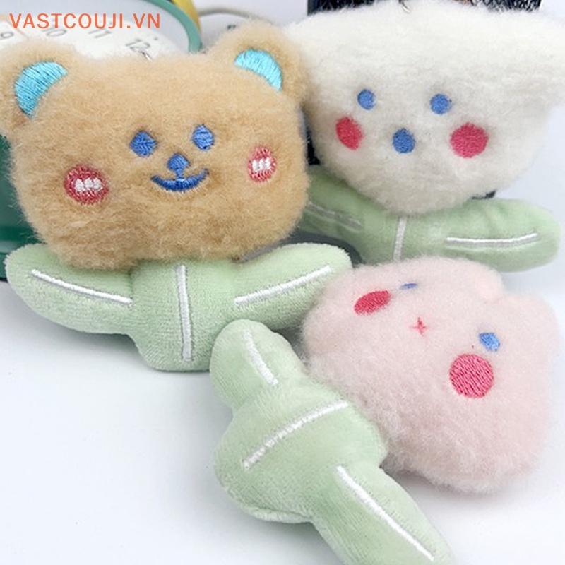 Móc Khóa Hình Gấu / Thỏ Nhồi Bông Hoa 3D Sáng Tạo Dễ Thương