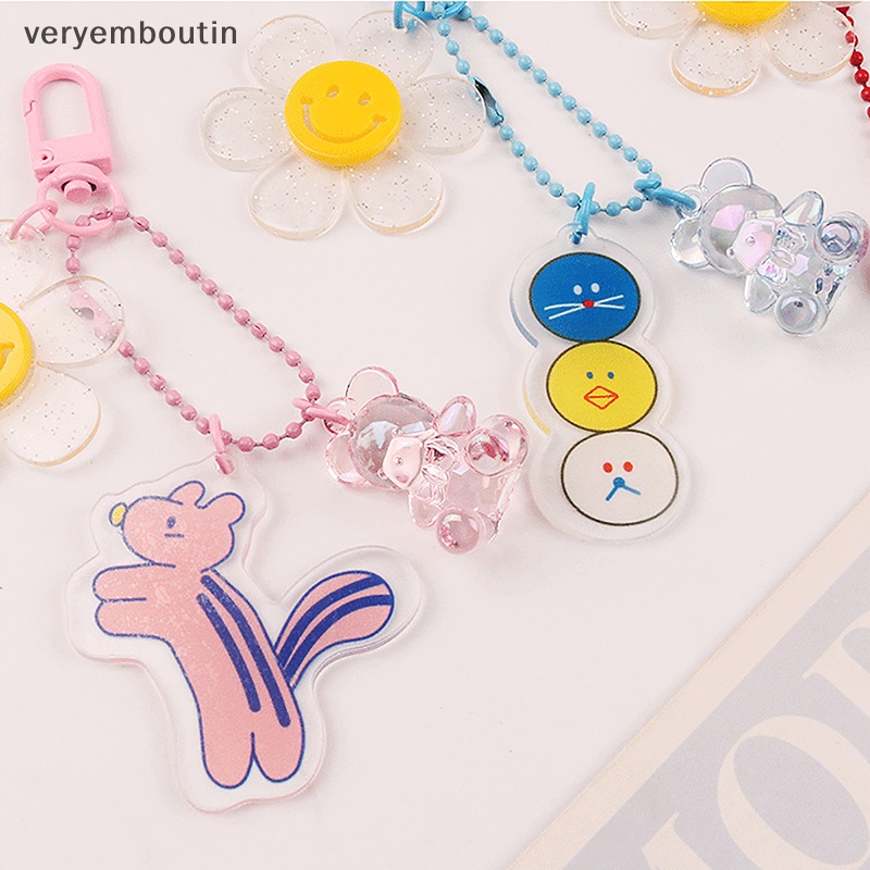 Móc Khóa Acrylic Trong Suốt Màu Kẹo Hình Hoa Hướng Dương Hoạt Hình Dễ Thương