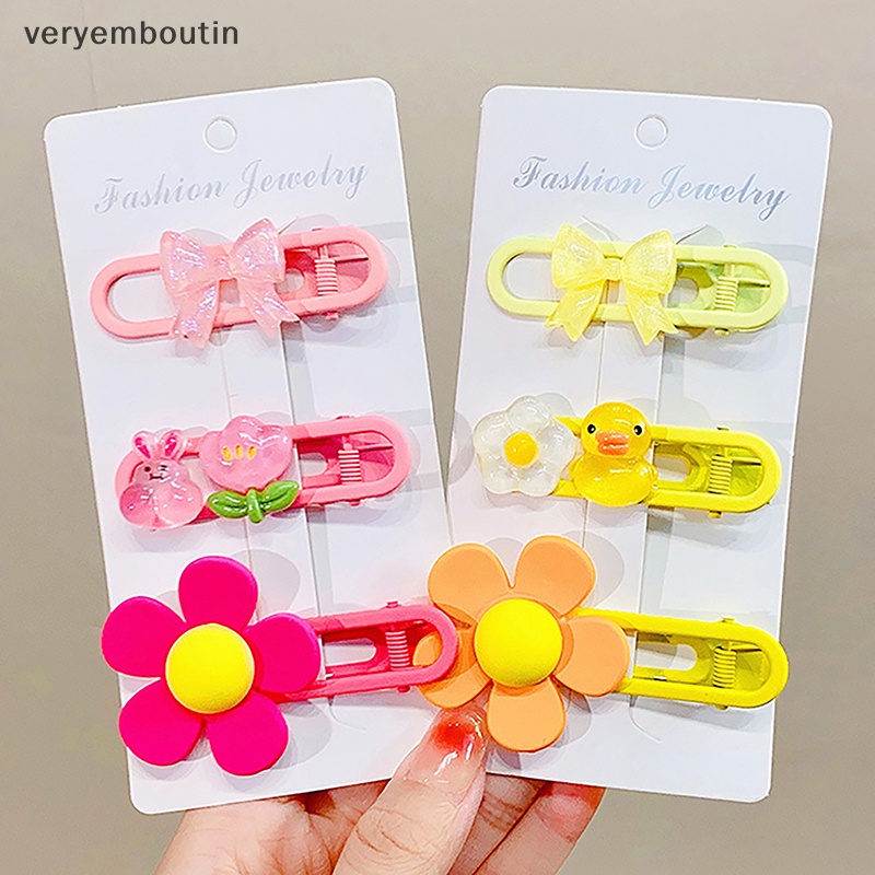 1 Set Kẹp Tóc Hình Nơ / Bông Hoa Màu Sắc Ngọt Ngào Dễ Thương Cho Bé Gái