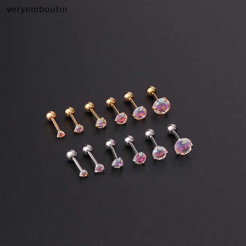1 Khuyên Tai Dạng Xoắn Ốc Đính Đá Zircon Nhiều Màu
