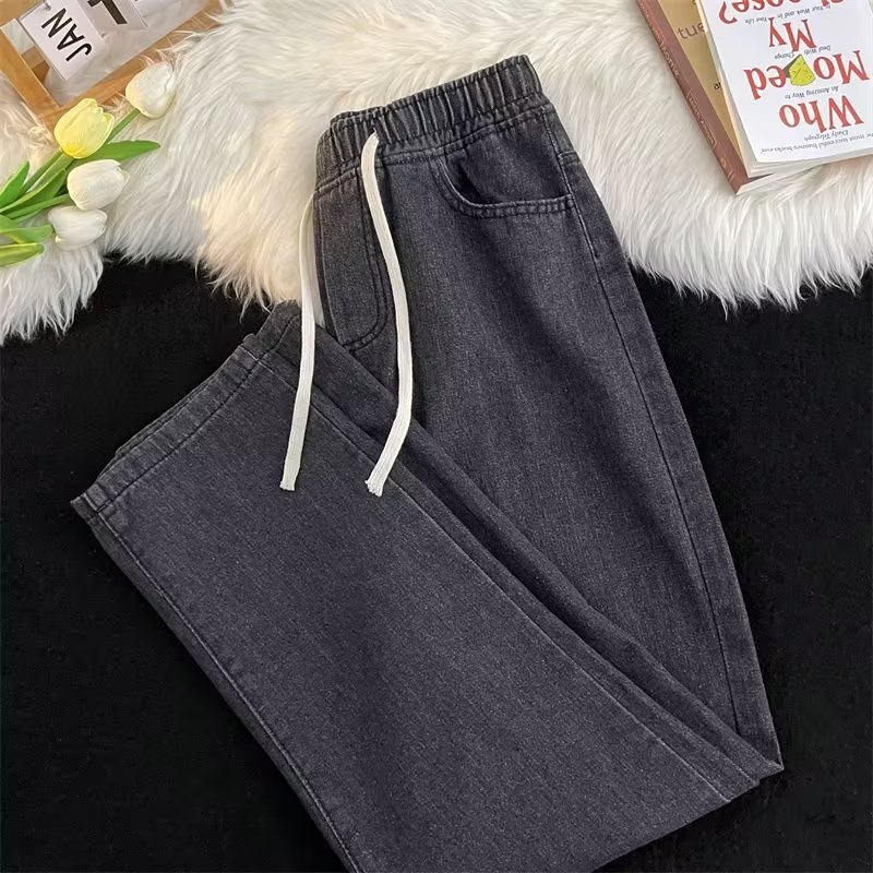 Quần Jean Ống Rộng Lưng Thun Màu Trơn Phong Cách Hàn Quốc Thời Trang Mới 2023 Dành Cho Nam