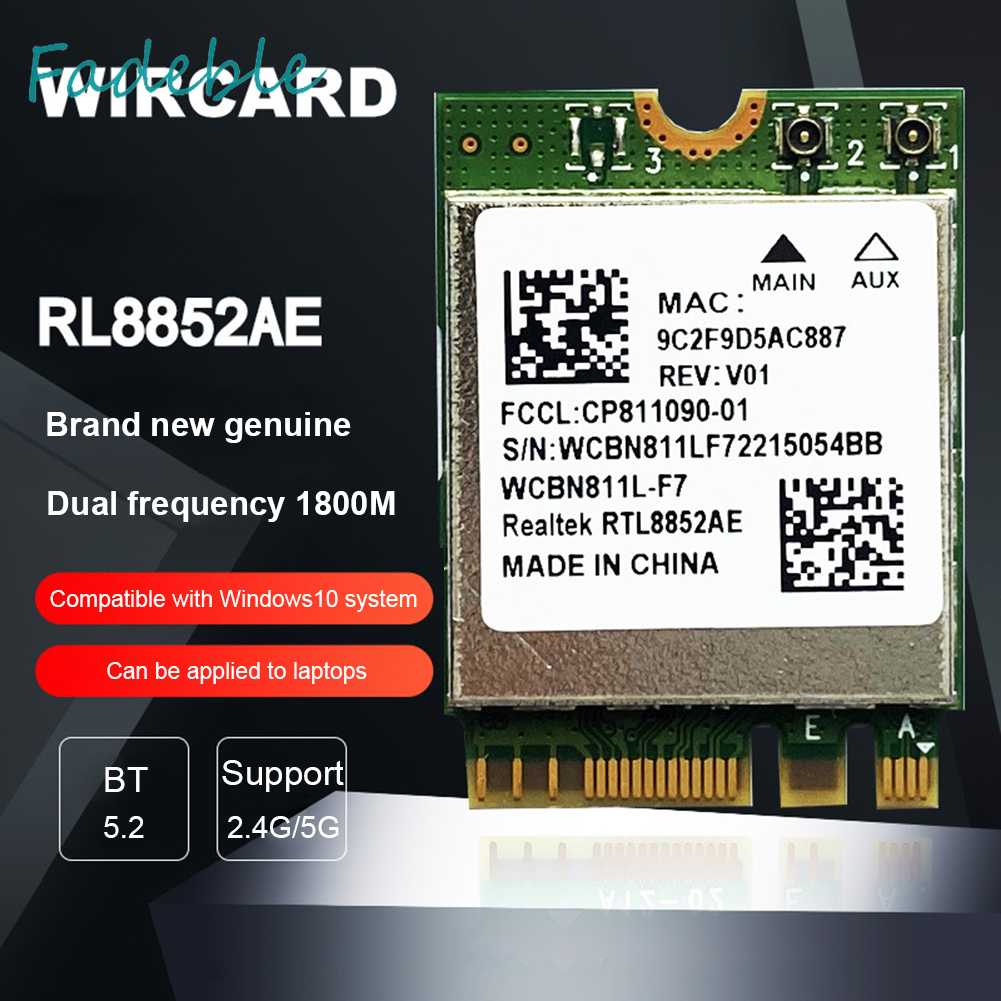 Thẻ Mạng Không Dây RTL8852AE Bluetooth 5.2 Cho Laptop