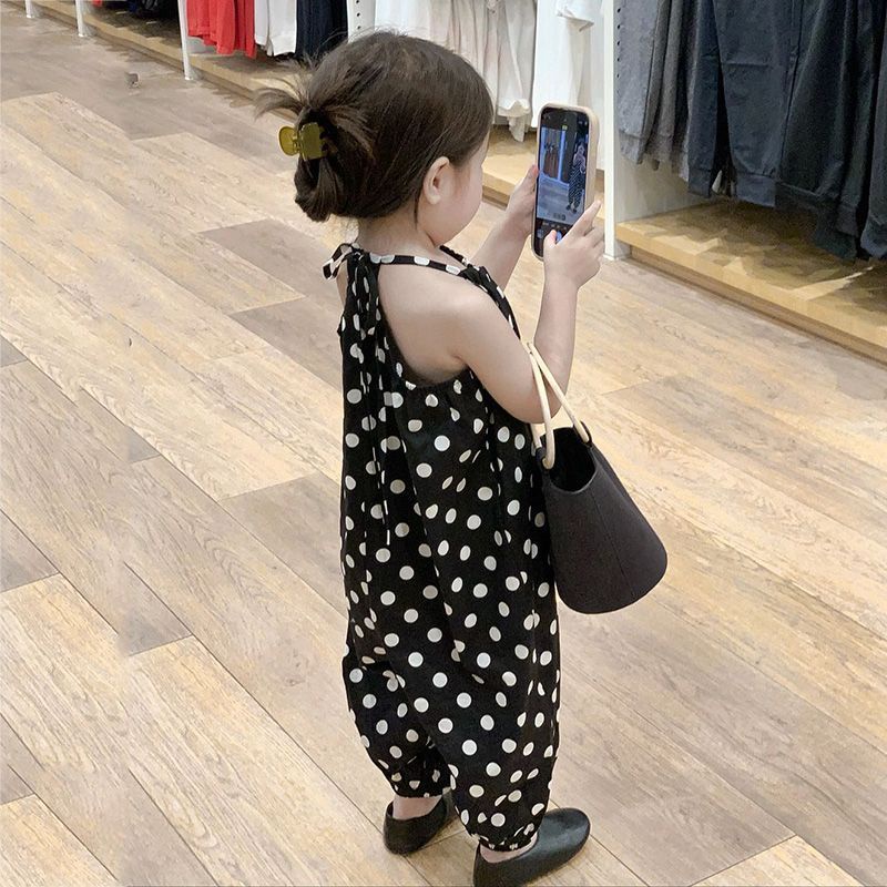 Bộ Áo Liền Quần Chấm Bi Dáng Rộng Chống Muỗi Phong Cách Hàn Quốc Thời Trang Mùa Hè Cho Bé Gái