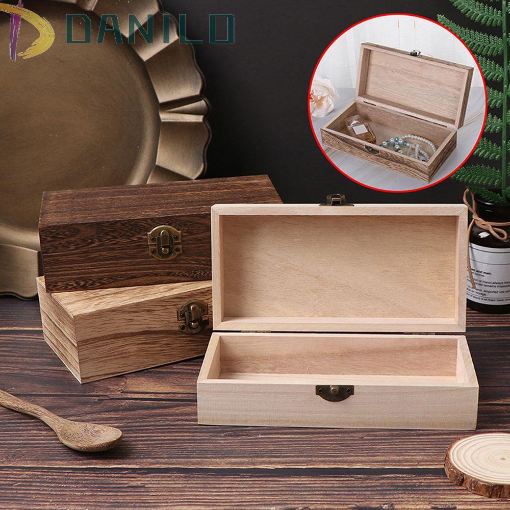 Hộp Đựng Trà Bằng Gỗ Tự Nhiên Có Nắp Khóa Để Bàn Trang Trí Ốp