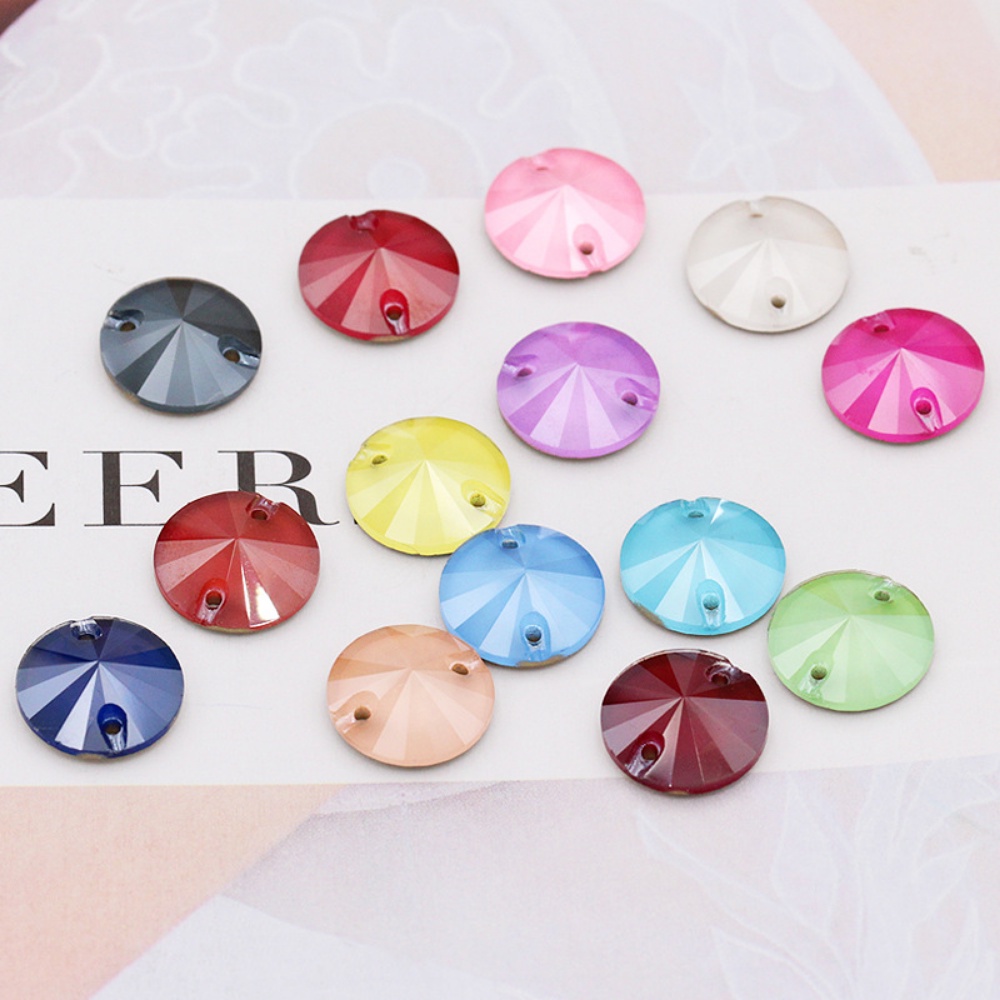 Nút Tròn Pha Lê Rivoli Thời Trang 12mm / 14mm May Giày / Túi Xách