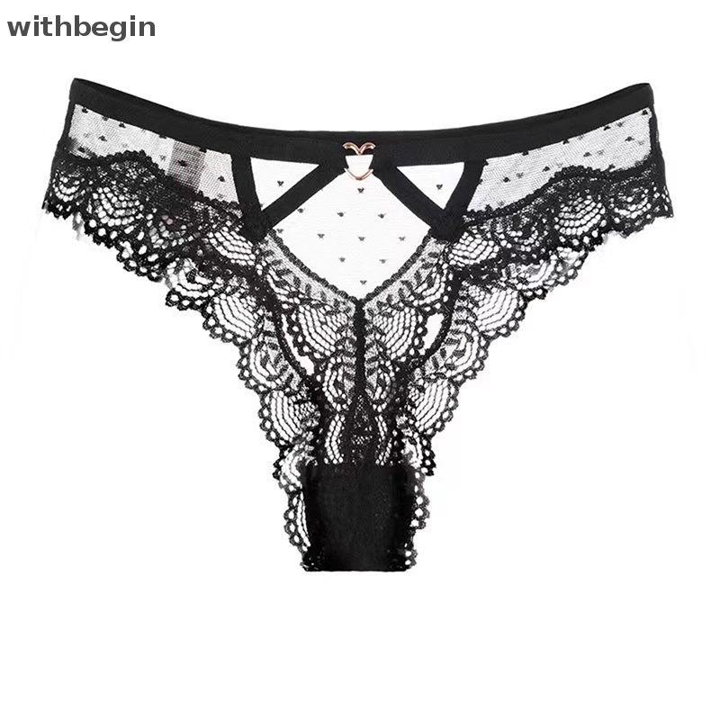 Quần Lót Ren Lọt Khe Hình Trái Tim Trong Suốt Lưng Thấp Không Đường May Quyến Rũ Cho Nữ
