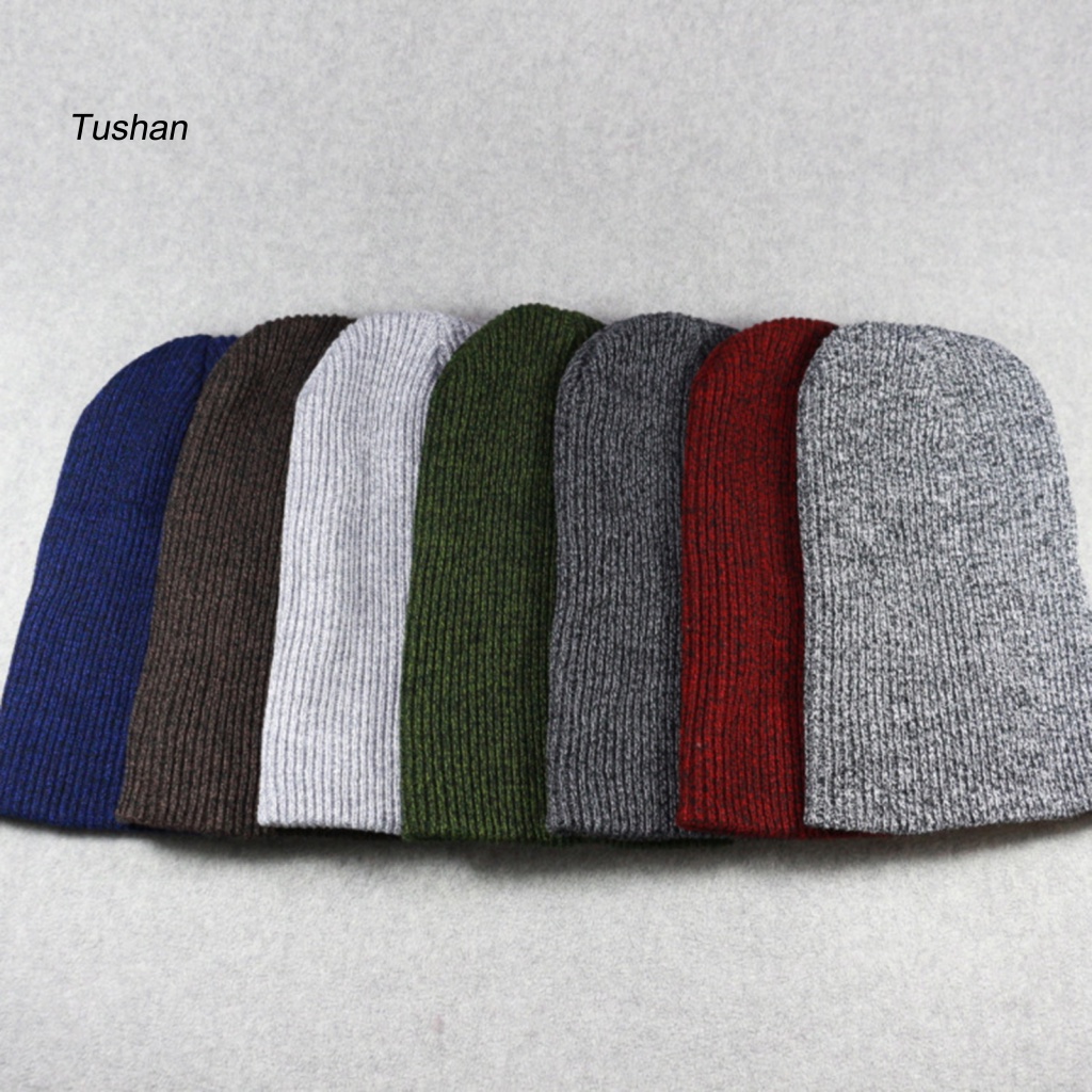 Mũ Beanie Dệt Kim Không Vành Màu Sắc Trơn Thời Trang Thu Đông Cho Nam Giới