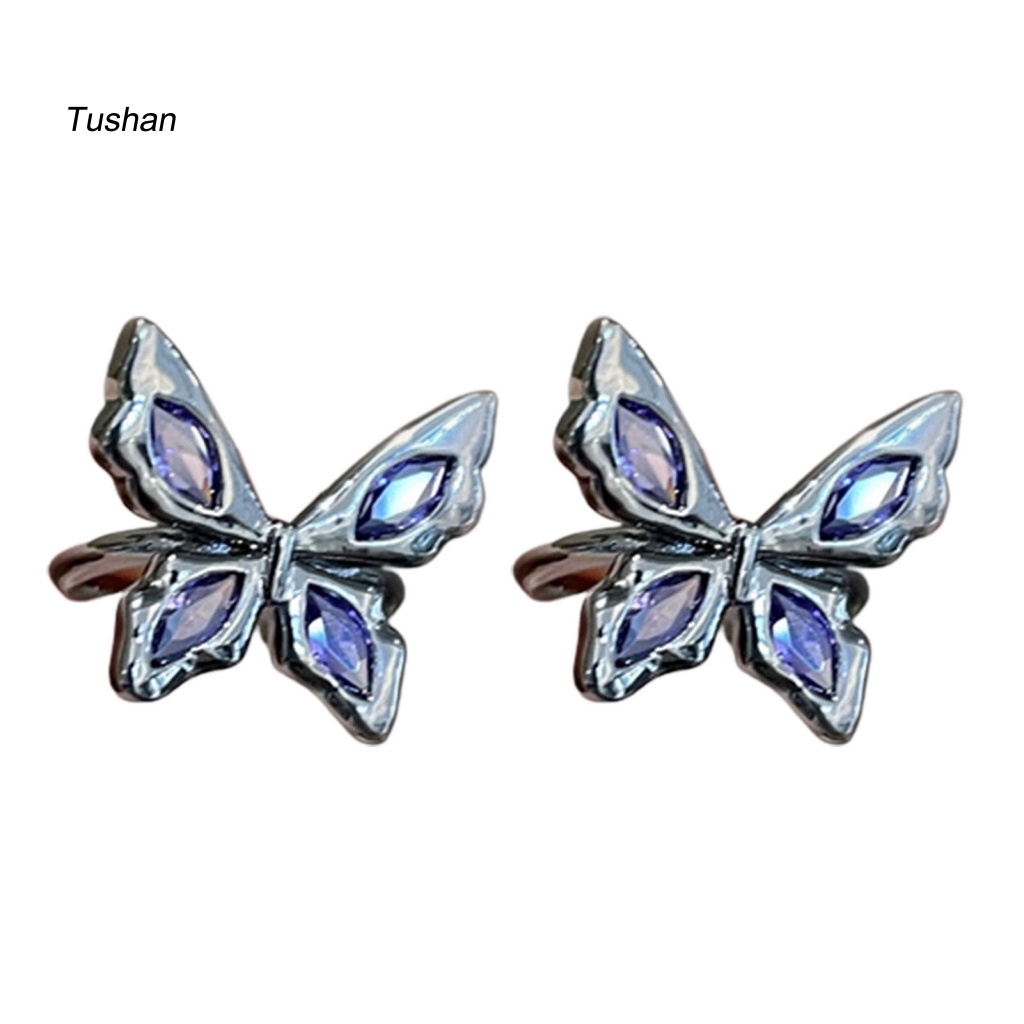 1 Cặp Bông Tai Hình Hoa Tím Kiểu Hình Học Đơn Giản Thời Trang