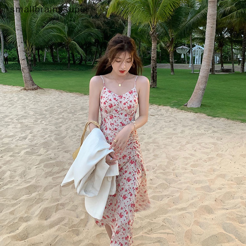 Đầm Midi Cổ Chữ V In Họa Tiết Hoa Thanh Lịch Thời Trang Mùa Hè Cho Nữ