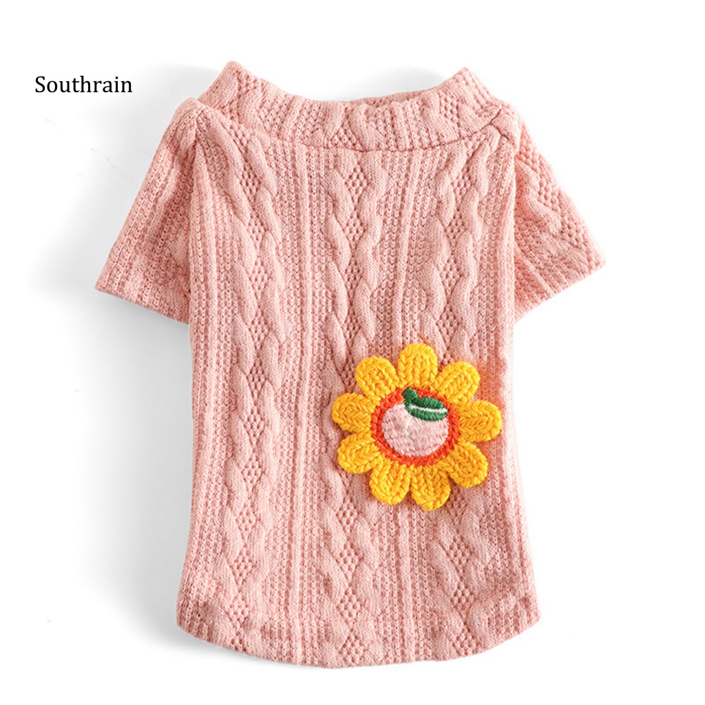 Áo Sweater Dệt Kim In Hoa Hướng Dương Thân Thiện Với Da Cho Cún Cưng