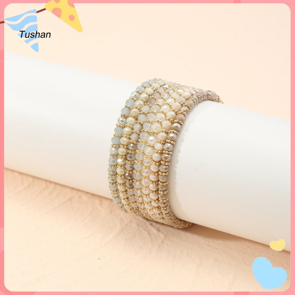 Set 7 Vòng Tay Chuỗi Hạt Nhiều Lớp Thời Trang Cho Nữ