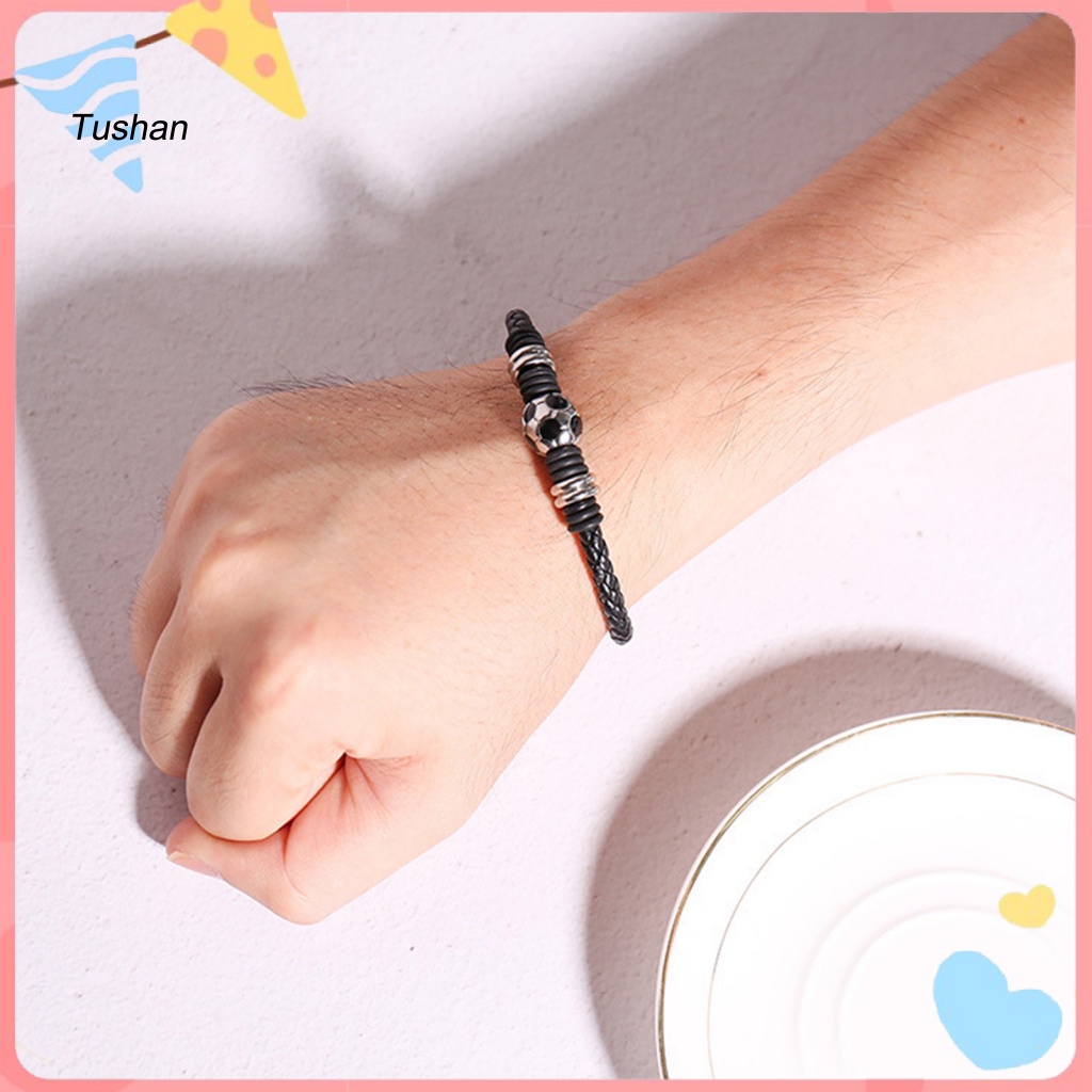 [Ts] Vòng Đeo Tay Dây Thừng Màu Đen / Xanh Lam Có Khóa Cài Chi Tiết Tinh Tế