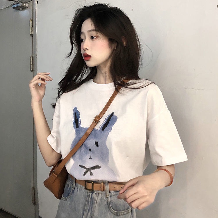 Áo thun COZOK ngắn tay dáng rộng in họa tiết thời trang cổ điển dễ phối đồ