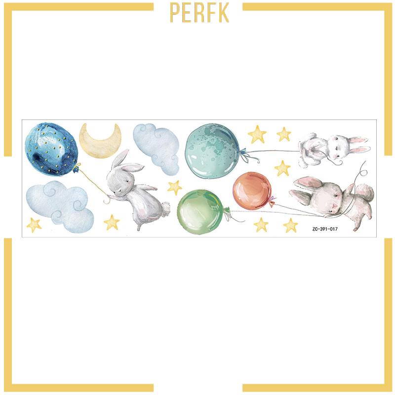 Miếng Dán Tường Hình Chú Thỏ Và Bong Bóng Bay Độc Đáo Trang Trí Phòng Ngủ Cho Bé Gái