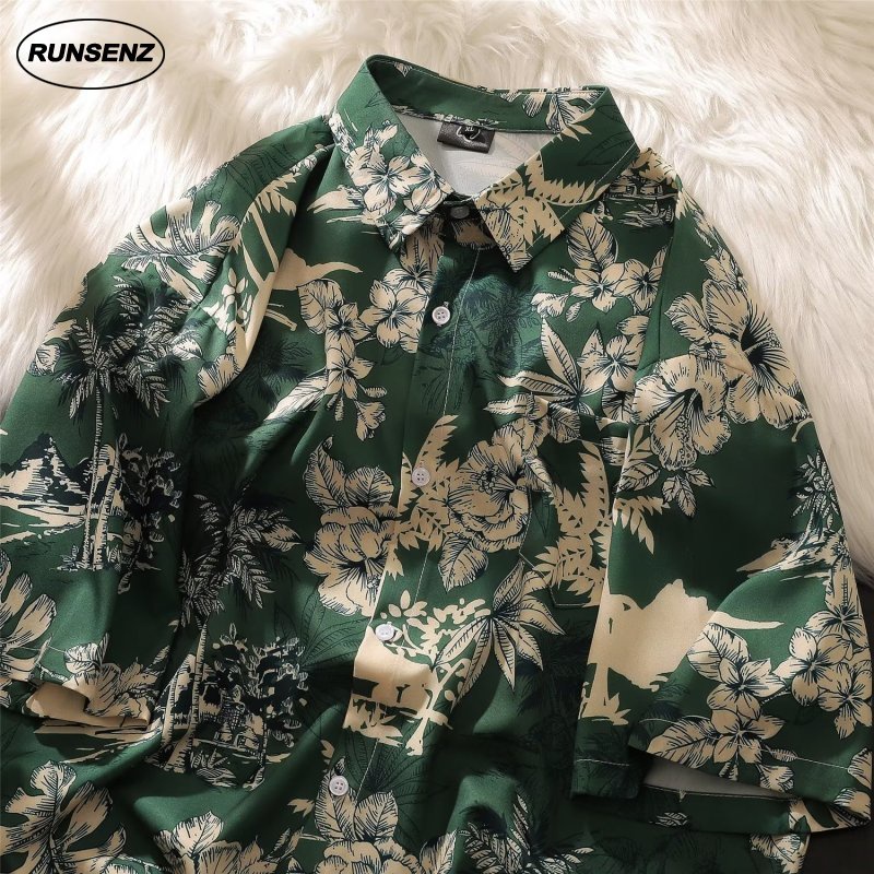 Áo Sơ Mi Tay Ngắn Dáng Rộng Plus Size M-8XL Thời Trang Đi Biển Cao Cấp Cho Nam
