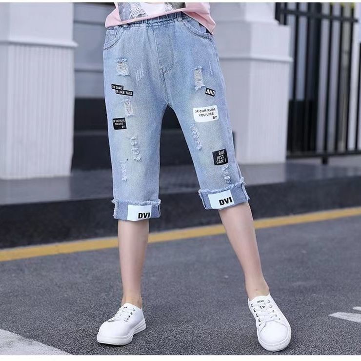 Quần Jeans Lửng Thời Trang Mùa Hè Dành Cho Bé Gái
