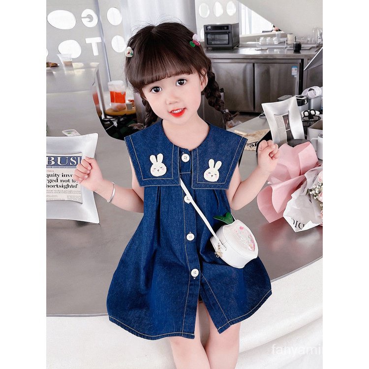 Đầm Denim Sát Nách Màu Trơn Phong Cách Thời Trang Mùa Hè Mới 2023 CXP5