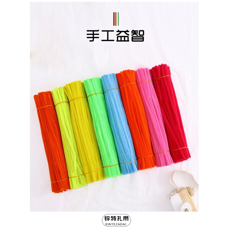 Bộ 100 Dây Lông Dày kẽm nhung kẽm lông nhung 30cm 48 Màu Sắc Tùy Chọn Trang Trí Đồ Chơi Cho Bé