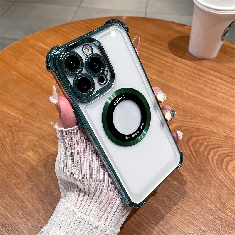 Ốp Điện Thoại Cứng Trong Suốt Chống Sốc Mạ Điện Từ Tính Sang Trọng Cho iPhone 11 12 13 14 Pro Max 14 Plus 11pro