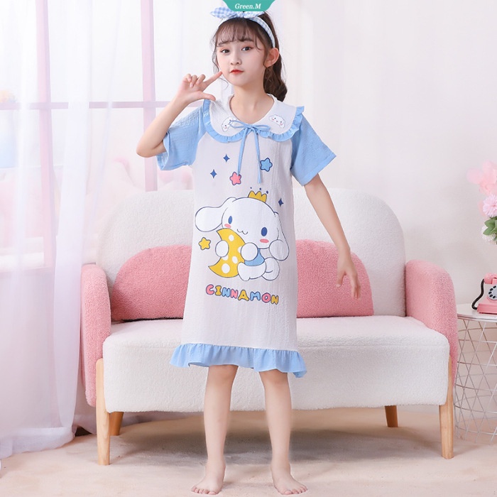 Pink Lotso Cinnamoroll Váy Ngủ Tay Ngắn Thoải Mái Mùa Hè Mát Mẻ Cho Bé Gái