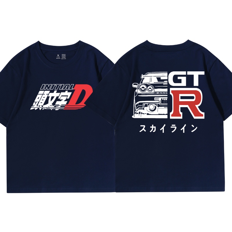 Áo Thun Tay Ngắn Cổ Tròn In Hình Truyện Tranh Nhật Bản Drift AE86 R34 Skyline GTR JDM Cá Tính Cho Nam