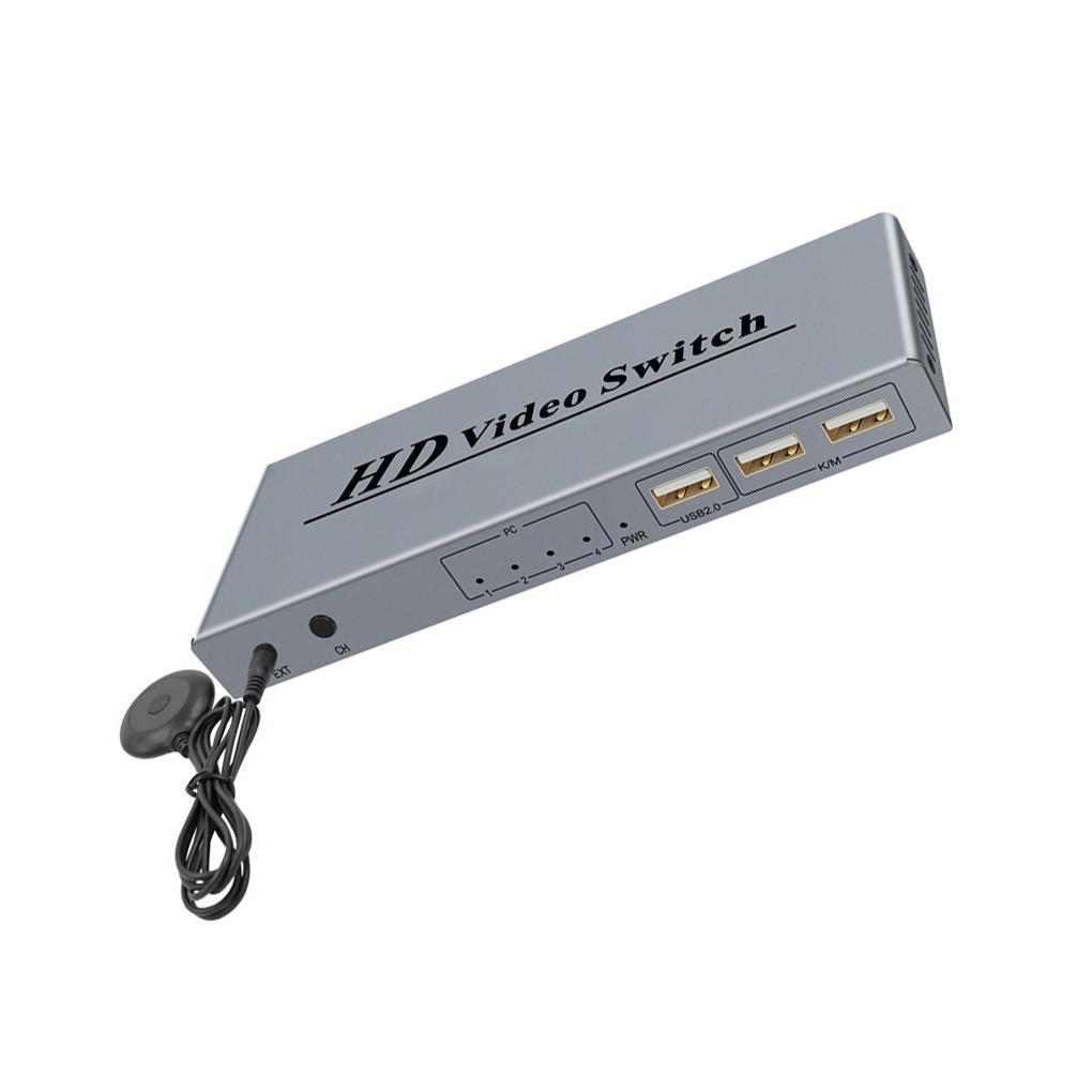 Bộ Chuyển Đổi KVM HDMI KVM Chia 4 Cổng USB Kèm Chuột Và Đèn LED Cho Văn Phòng