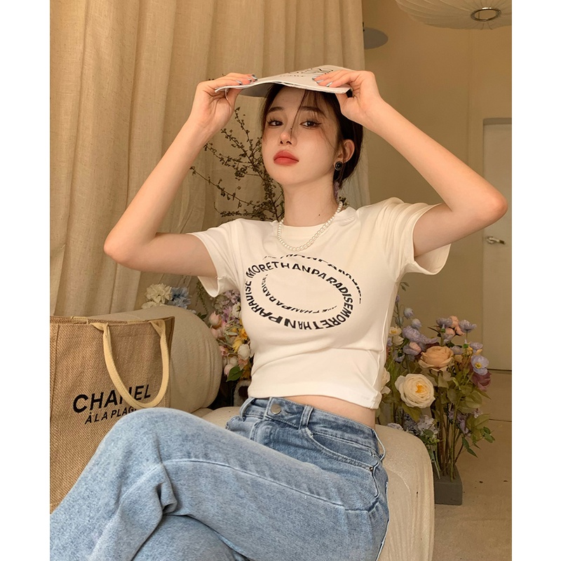 SUXI Áo Thun Tay Ngắn Cổ Tròn Dáng Rộng In Họa Tiết Thời Trang Mùa Hè Cho Nữ