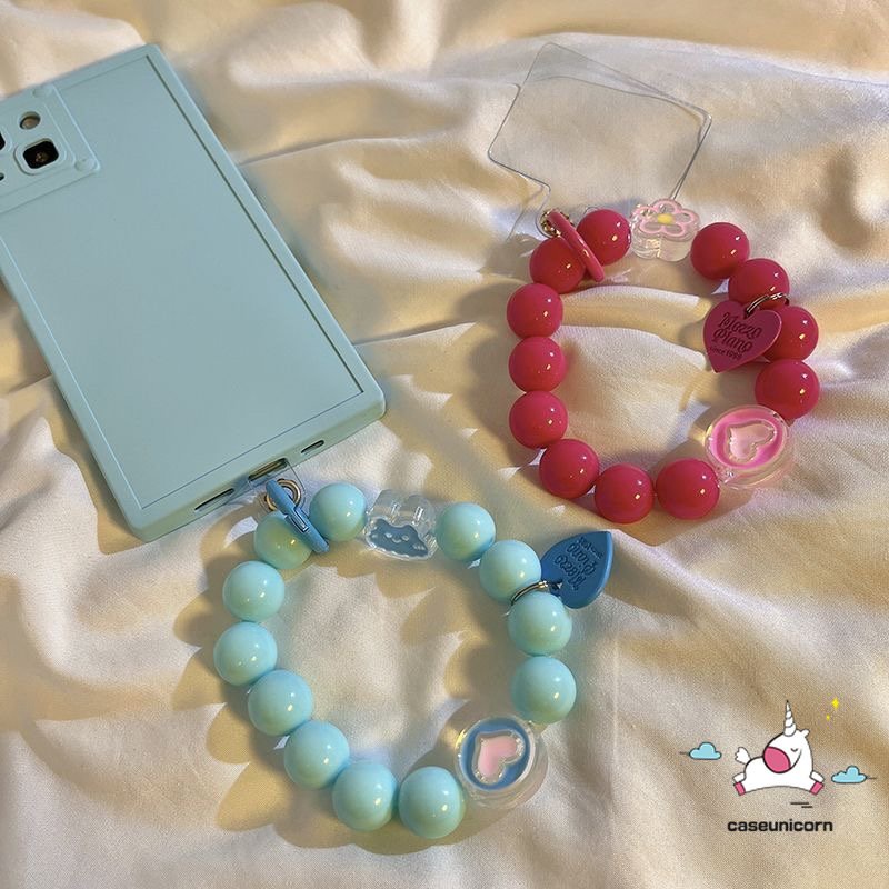Vòng Đeo Tay Chuỗi Hạt Nhiều Màu Sắc Ngọt Ngào Họa Tiết Hoạt Hình Trái Tim / Hoa Xinh Xắn Cho Điện Thoại