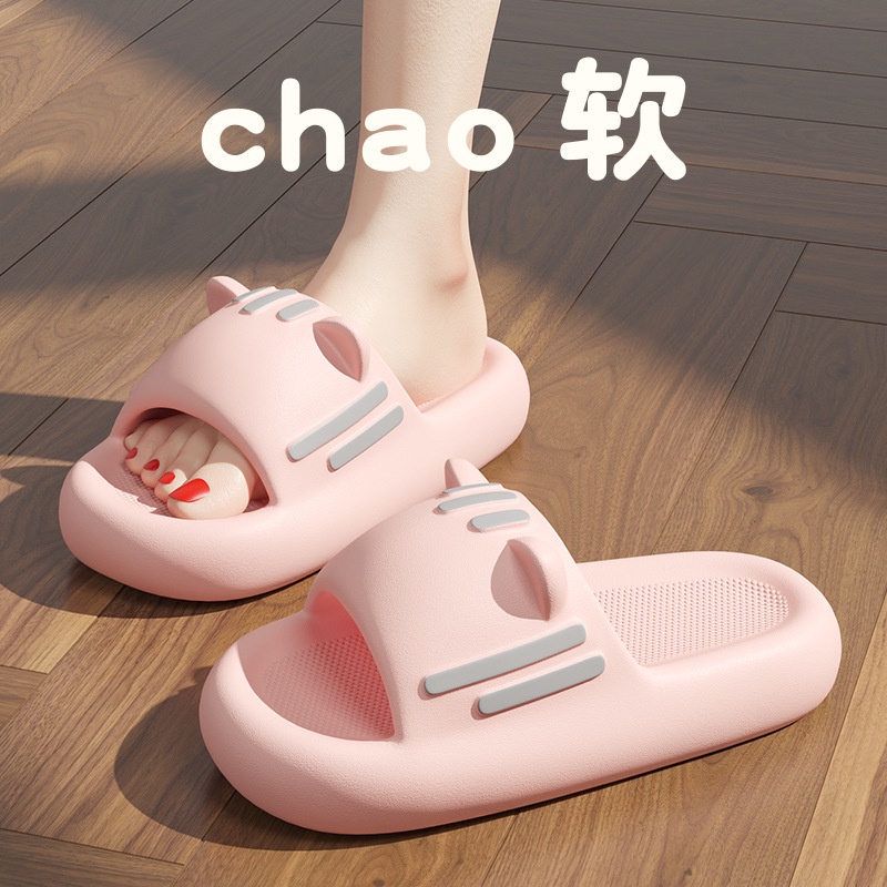 Giày Sandal Đế Cao 3cm Chống Trượt Hình Tai Mèo Ba Màu Sắc Dành Cho Nam Và Nữ