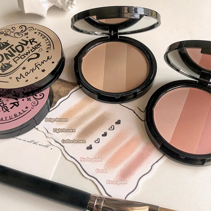 Bảng Phấn Má Hồng 3 Màu Sắc Tạo Khối Trang Điểm 3D 3 Trong 1 Chống Mồ Hôi Dành Cho Nữ