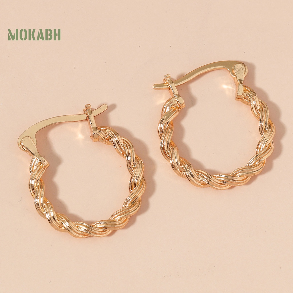 1 Đôi Bông Tai Tròn Xoắn Phong Cách Retro Dành Cho Nữ