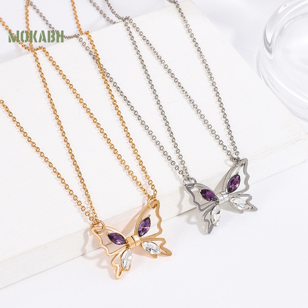 [Mới] Vòng cổ Mặt Hình Bướm Rỗng Mạ Điện Lên Màu Nhanh Thanh Lịch Thời Trang Cho Nữ