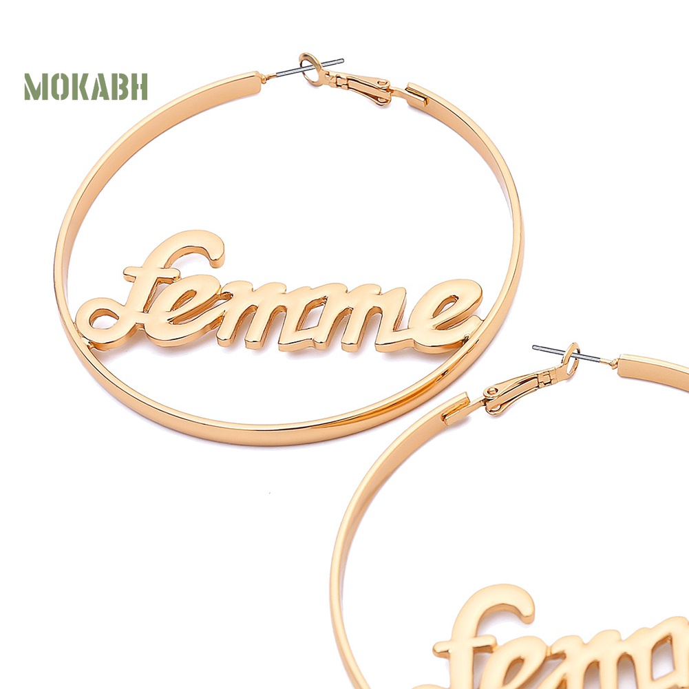 Bông Tai Tròn Khắc Chữ Baby Thời Trang Dành Cho Nữ