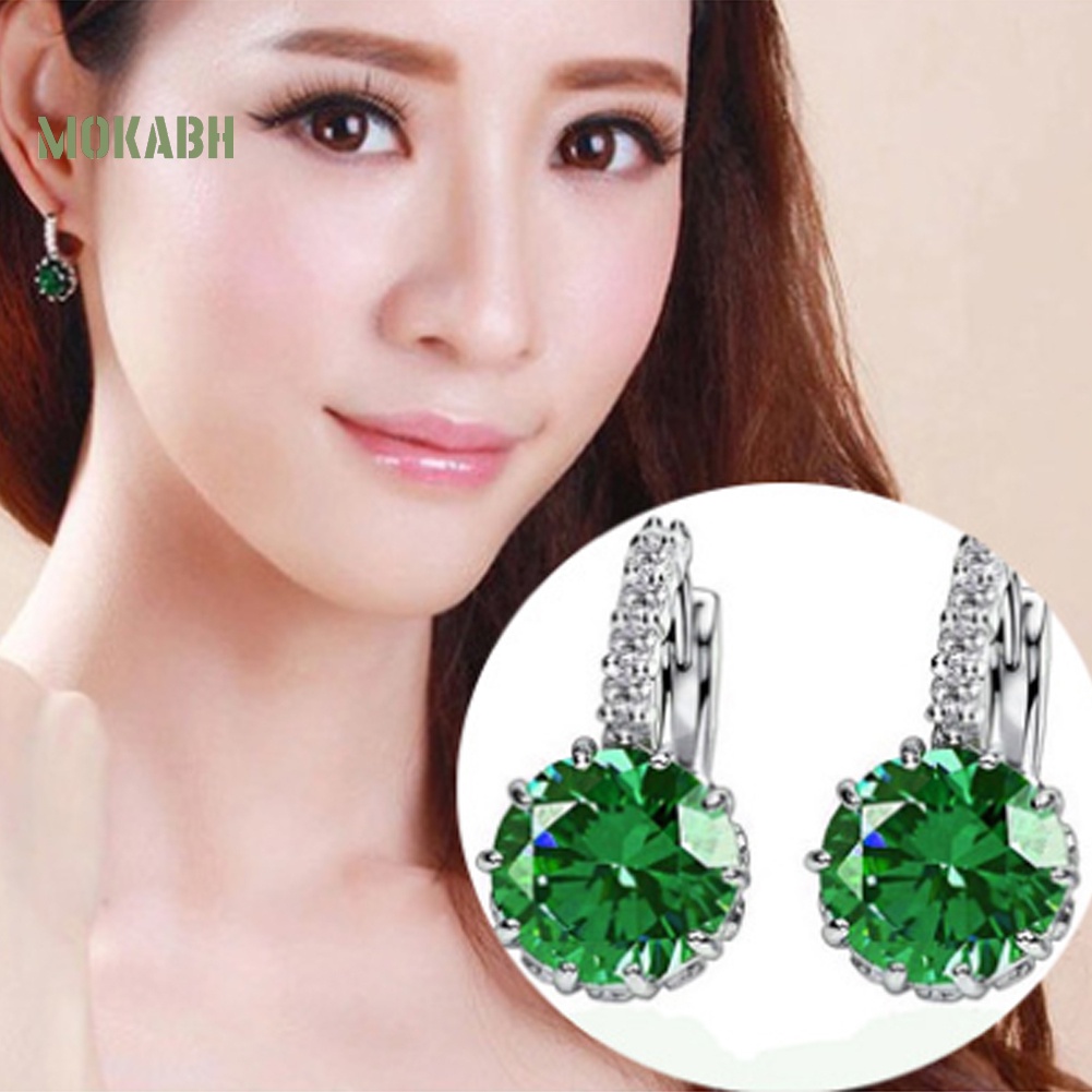 Khuyên Tai Tròn Đính Đá Zircon Thời Trang Cho Nữ