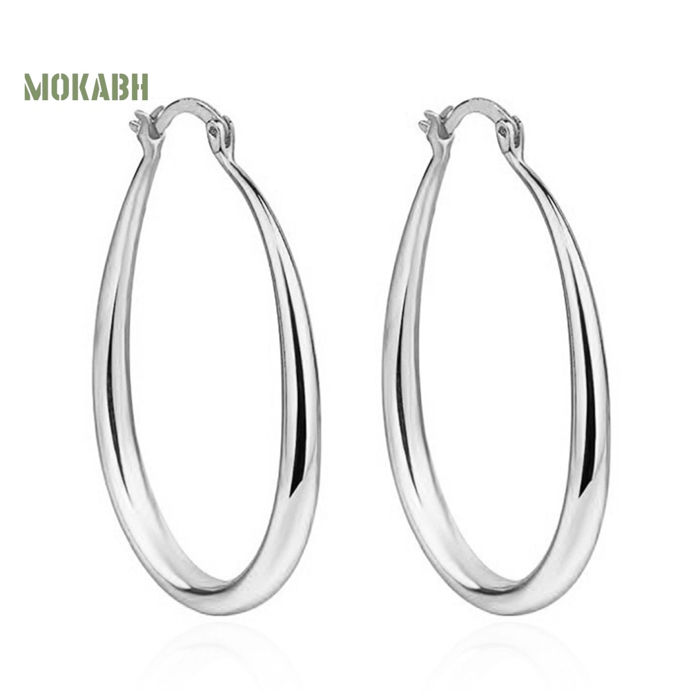 1 Đôi Bông Tai Hợp Kim Hình Oval Đơn Giản Dành Cho Nữ