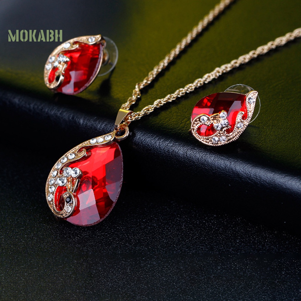 1 Bộ Vòng cổ + Nhẫn + Bông Tai Hình Chim Công Bằng Hợp Kim Đính Đá Sang Trọng