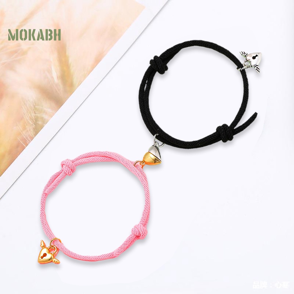 1 Cặp Dây Đeo Tay Bằng Nylon Mạ Điện Handmade Không Phai Màu Trang Trí Trái Tim Quyến Rũ