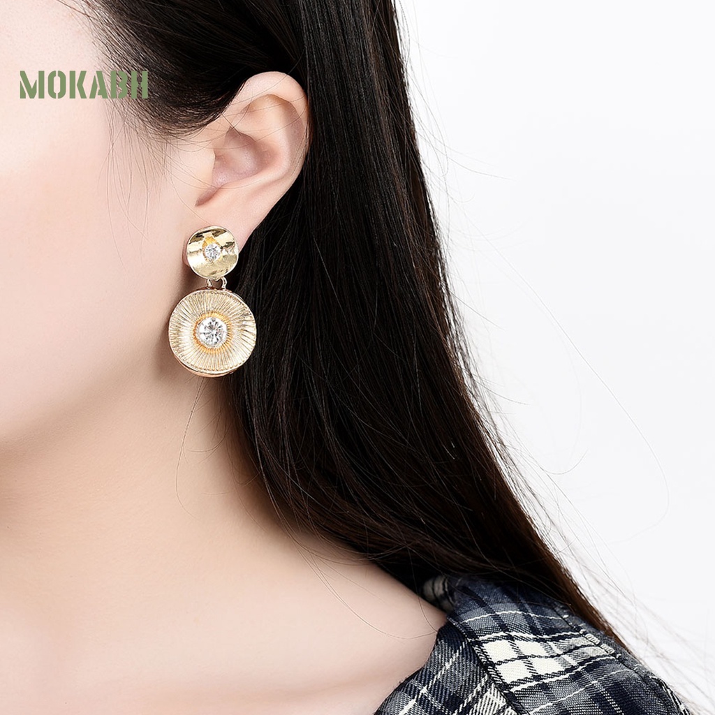 1 Bộ Vòng cổ + Bông Tai Mạ Niken Đính Pha Lê Nhân Tạo Kiểu Hình Học Phong Cách Cổ Điển Thời Trang