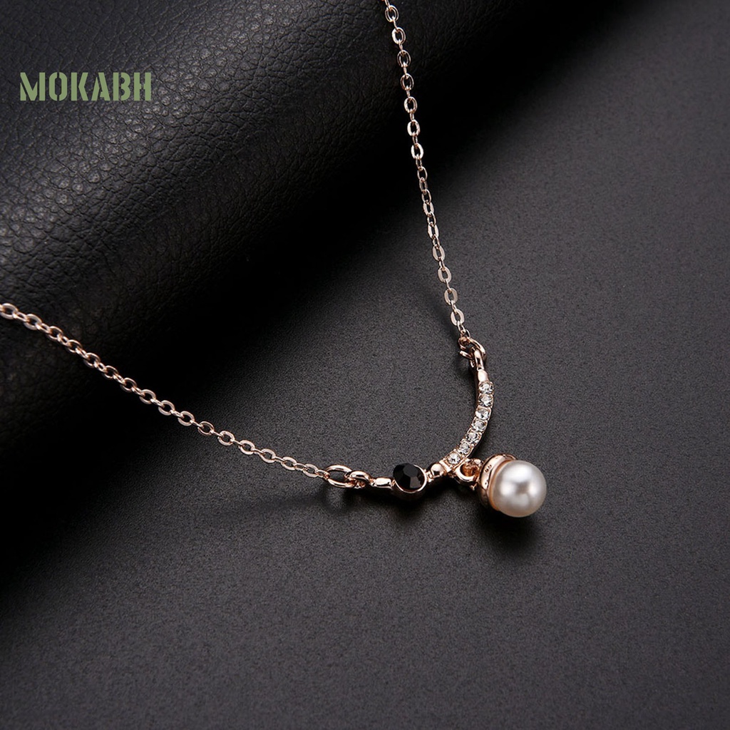 1 Bộ Vòng cổ + Bông Tai Mạ Điện Đính Ngọc Trai Giả Sang Trọng Không Gây Dị Ứng Thời Trang