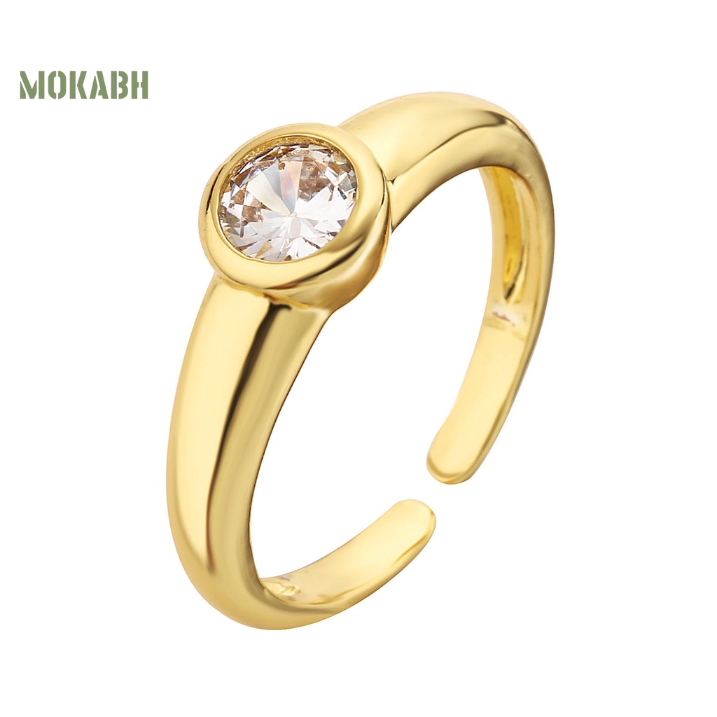 [Mới] Nhẫn Hở Mạ Điện Bóng Cao Đính Đá Zirconia Sáng Bóng Quyến Rũ Không Gây Dị Ứng Có Thể Điều Chỉnh Trang Sức Cho Nữ