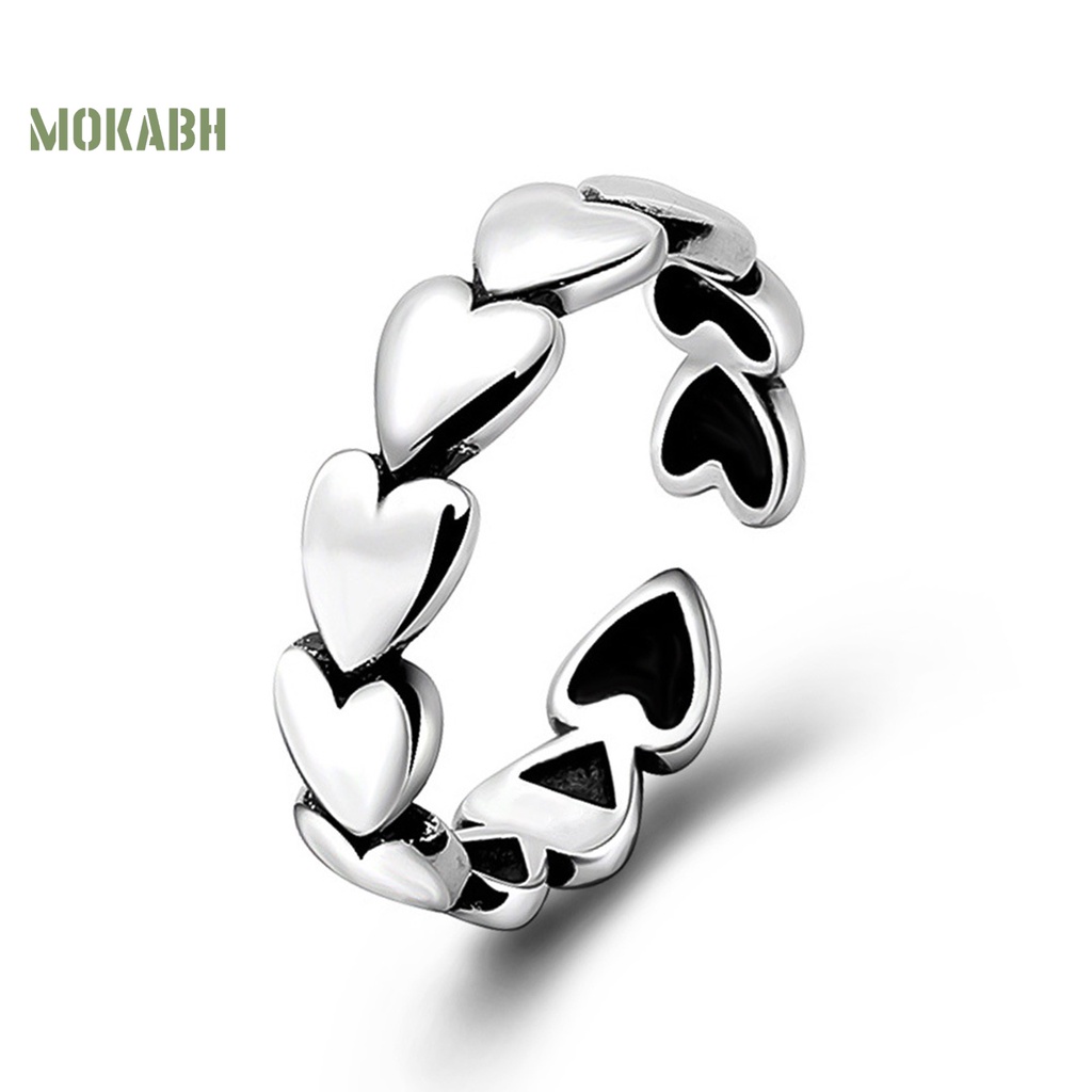 Nhẫn Hình Trái Tim Nhỏ Màu Bạc Không Gây Dị Ứng Phong Cách Cổ Điển Thời Trang Cho Nữ