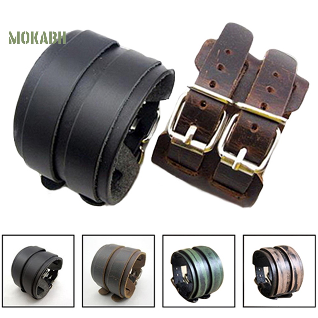 Vòng Tay Giả Da 2 Lớp Bản Rộng Tùy Chỉnh Thời Trang Cho Nam